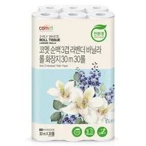 코멧 순백 3겹 라벤더 바닐라 롤화장지, 30m, 30개입, 1개