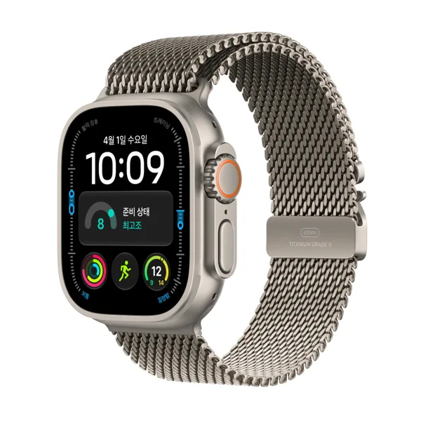 애플워치 울트라 4 셀룰러 내추럴 티타늄, 49mm, 밀레니즈 루프(S)