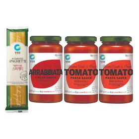 청정원 파스타소스, 토마토, 600g, 2개, + 아라비아따, 600g, 1개 + 스파게티면, 500g, 1개