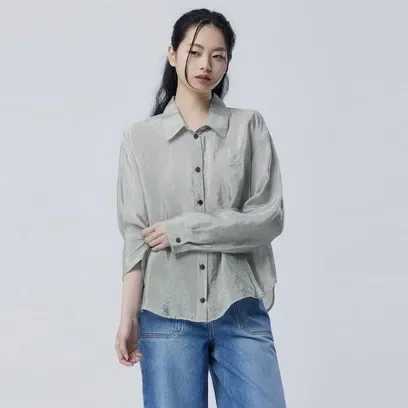 글로시 링클 블라우스_BABL09611LK