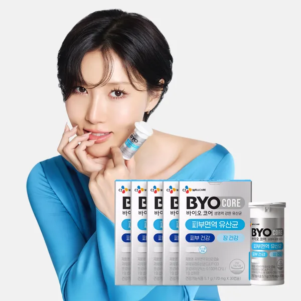 CJ 바이오코어 피부면역 유산균 캡슐형 100억 보장 화사 유산균 30캡슐, 5개