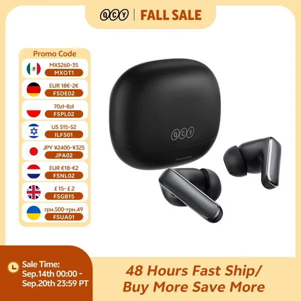 QCY HT21 무선 이어폰 멜로버드 N65 -60dB AI 어댑티브 ANC 이어버드 블루투스 6.0 LDAC 하이 레졸루션 오디오 8개 마이크 50시간 사용 헤드셋