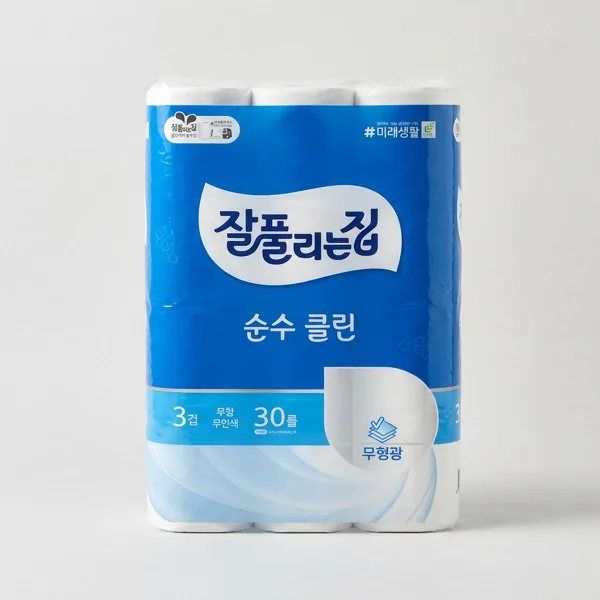 잘풀리는집 순수 클린 3겹 25m 30롤 2팩
