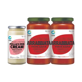 청정원 명란크림 파스타소스 350g, 1개+아라비아따 파스타소스 600g, 2개