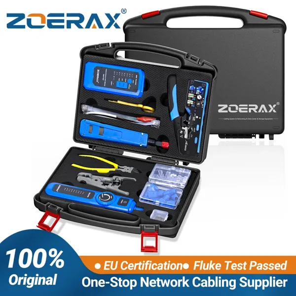 ZoeRax 9 in 1 RJ45 크림퍼 도구 키트(와이어 테스터/트래커, 크림핑 도구, CAT6 커넥터, 커버, 펀치다운 도구, 스트리퍼, 커터 포함)