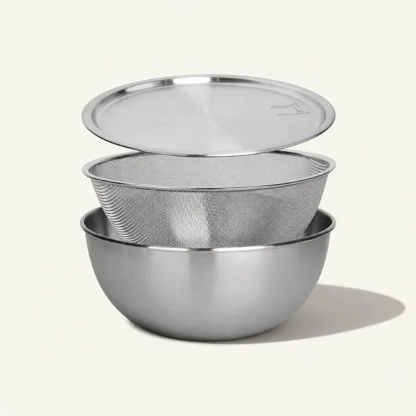 델라고 믹싱볼 양푼 세척 스텐 쌀세척 볼 3종 세트 18cm