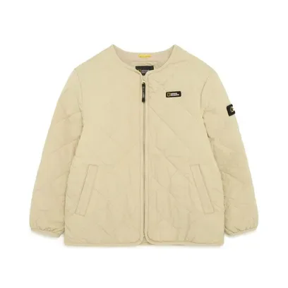 K234UPD010 퀼팅 라운드넥 패딩 자켓 LBEIGE