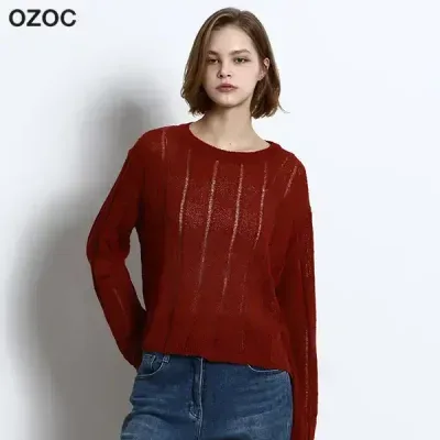 오조크(OZOC) 부클 골지 라운드 니트