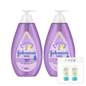 존슨즈 베드타임 바스 500ml, 2개+증정(아비노베이비 데일리 로션 30g, 2개)