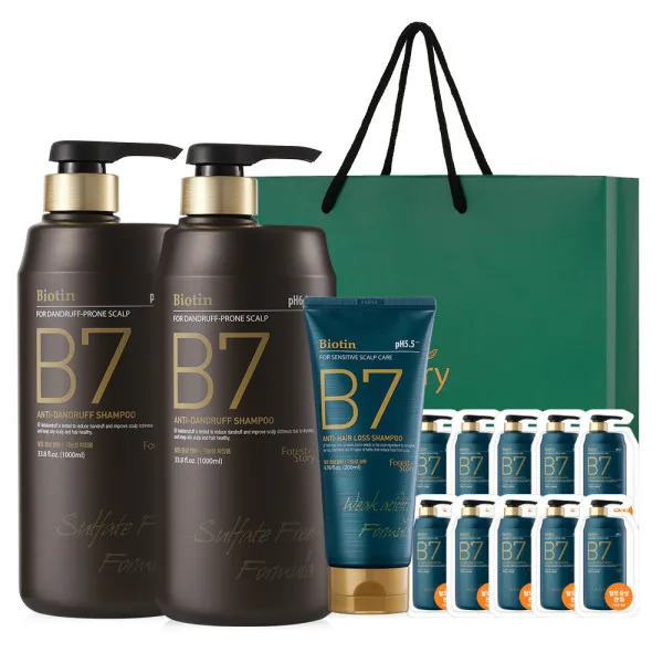 B7 약산성 비듬 탈모 샴푸 선물세트 1000ml+1000ml+200ml+10매