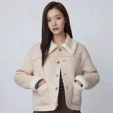 플라스틱아일랜드 여성용 카라 뽀글이 리버시블 무스탕 자켓 PR4MJ582