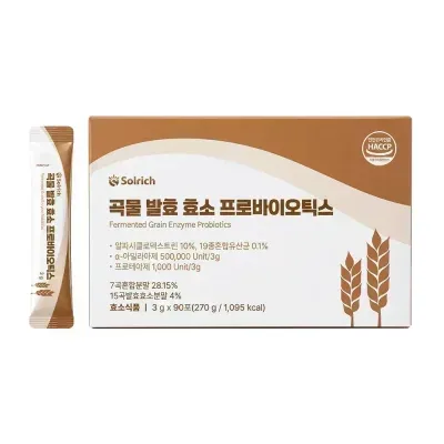 솔리치 곡물 발효 효소 프로바이오틱스 90포 1박스 (총 1개월분 90포)