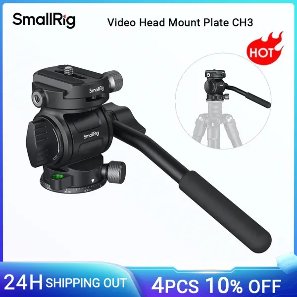 SmallRig CH3 비디오 헤드, 카메라, DSLR, 최대 하중 3kg용 Arca Swiss용 퀵 릴리스 플레이트가 있는 삼각대 유체 헤드 팬 틸트 헤드