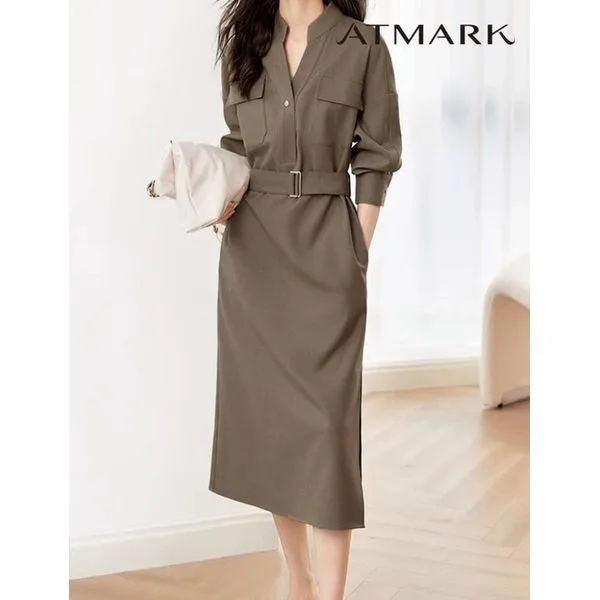 ATMARK (77까지)시크스탠드포켓원피스+벨트SET_AE56OP012G