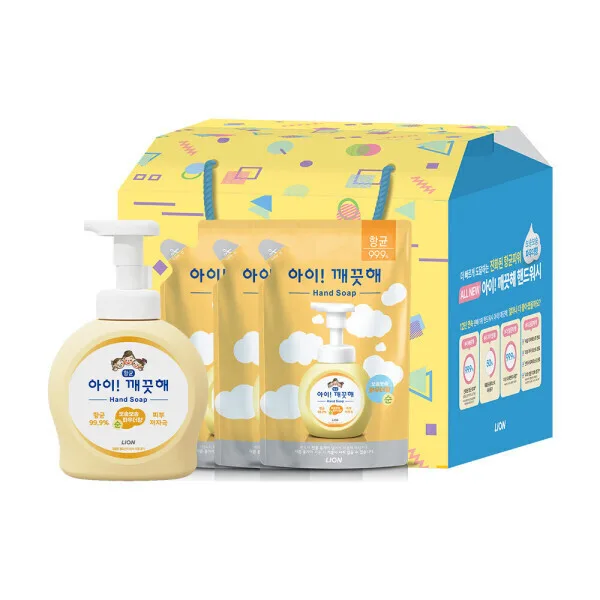 아이깨끗해 핸드워시 선물세트 본품 용기 490ml1개+리필 450ml 3개