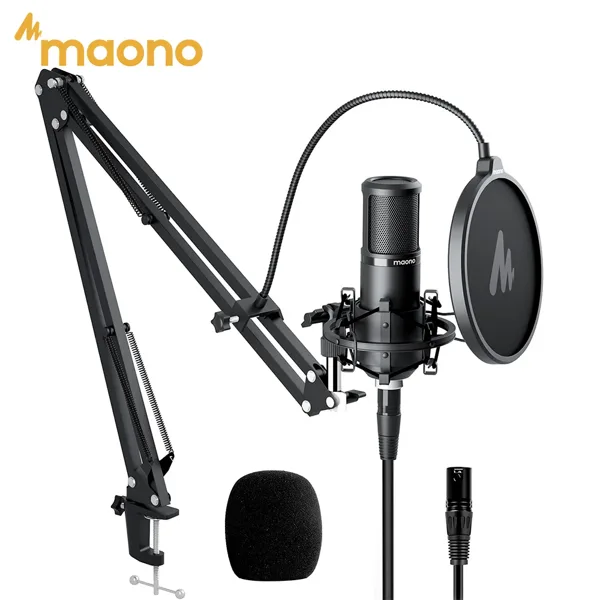 MAONO PM320S XLR 콘덴서 마이크 키트 전문가용 카디오이드 보컬 스튜디오 녹음 마이크 스트리밍, 보이스 오버, 홈 스튜디오용