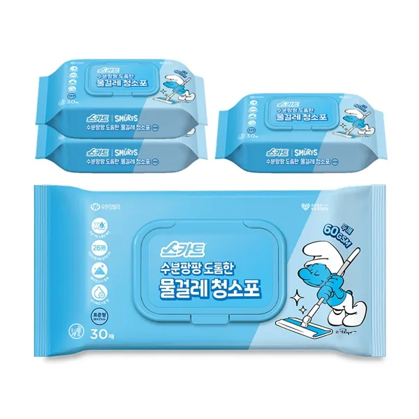 스카트 도톰한 물걸레 청소포 30매 4팩