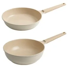 트루쿡 인덕션 베이지 후라이팬 세트 2개, 28cm, 1개, 프라이팬 28cm + 궁중팬 28cm