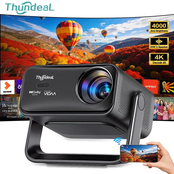ThundeaL VIDAA 4K 풀 HD 1080P 프로젝터 TD99W WiFi 3D 비디오 영화 휴대용 빔 프로젝터 PK TD98 TD98W 홈 시어터 시네마