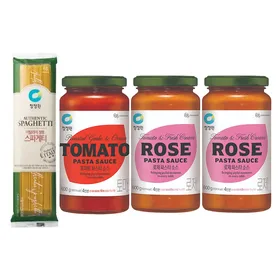 청정원 파스타소스, 로제, 600g, 2개 + 토마토, 600g, 1개 + 스파게티면, 500g, 1개