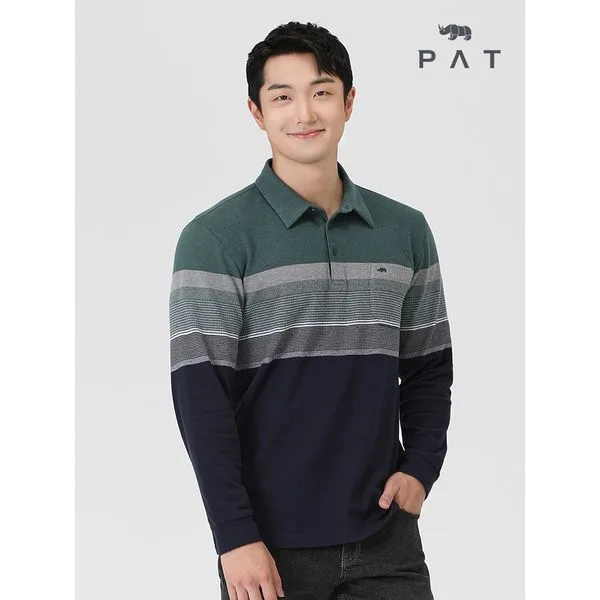PAT 남성 스판 컬러 배색 카라 티셔츠_1K55135