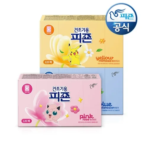 건조기용 피죤 드라이시트 오리지널 포켓몬에디션 3종 120매+120매