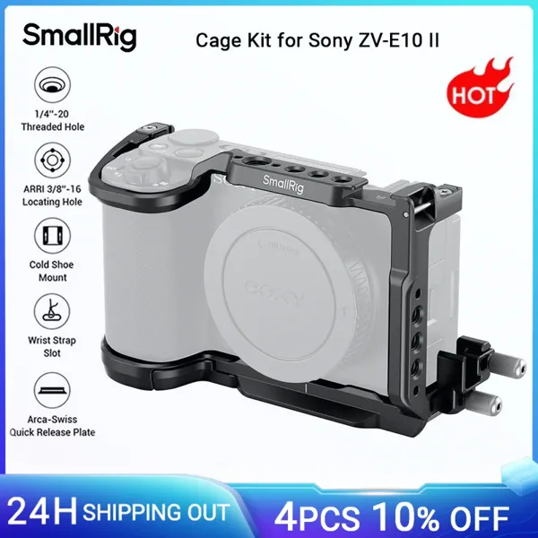 Sony ZV-E10 II용 SmallRig ZV-E10 II 카메라 케이지 키트, 케이블 클램프 포함, 안정기용 Arca-Swiss 퀵 릴리스 플레이트 포함 -4867