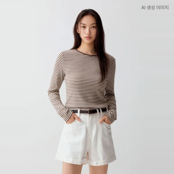 스파오 코튼스판 골지 긴팔티 SPLWG49G01