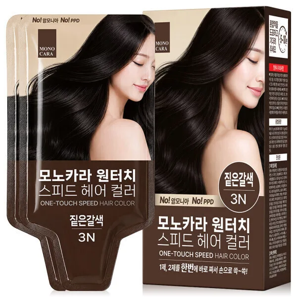모노카라 원터치 스피드 헤어 컬러 새치염색 2개입 1박스