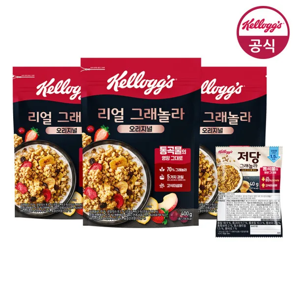 리얼 그래놀라 오리지널 400g x 3개 + 저당 40g