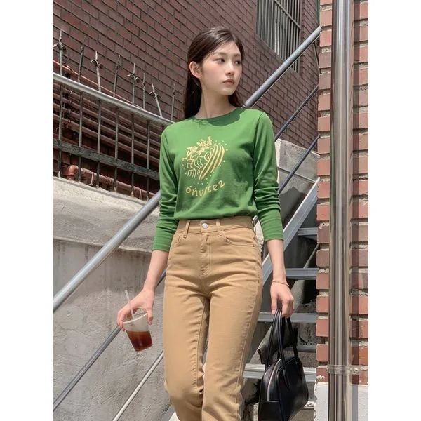원포인트 라운드 긴팔 티셔츠 LCTSO822