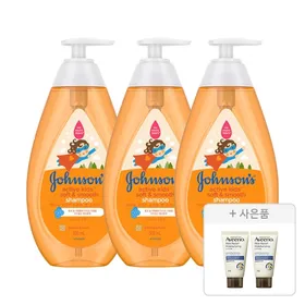 존슨즈 키즈 소프트 앤 스무디 샴푸 500ml, 3개+증정(아비노 스킨릴리프 바디로션 30g, 2개)