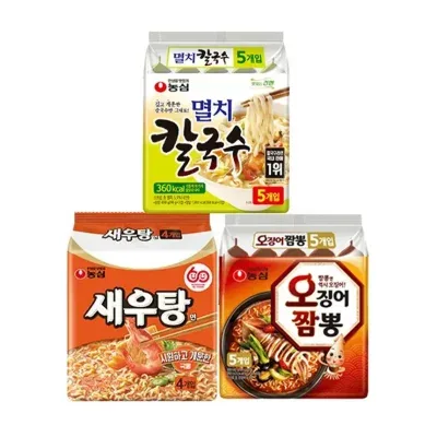 농심 오짬멸칼새우 (오징어짬뽕5입,멸치칼국수5입,새우탕면4입)