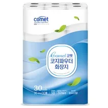 코멧 코지 파우더 도톰한 3겹 화장지 30m, 30롤, 1개