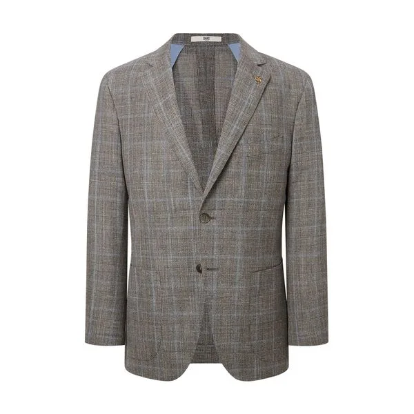 라이트브라운 LORO PIANA 원단 울실크린넨 체크 자켓 DMJA4BO83W1