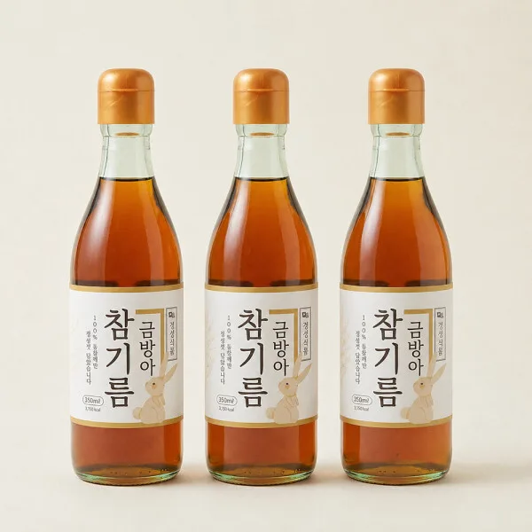 금방아 통참깨 100% 참기름 350ml 3개