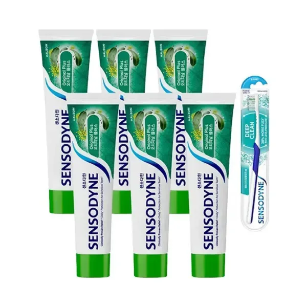 센소다인 시린이케어 오리지날 플러스 치약 100g, 6개+딥클린 칫솔 1입,1개