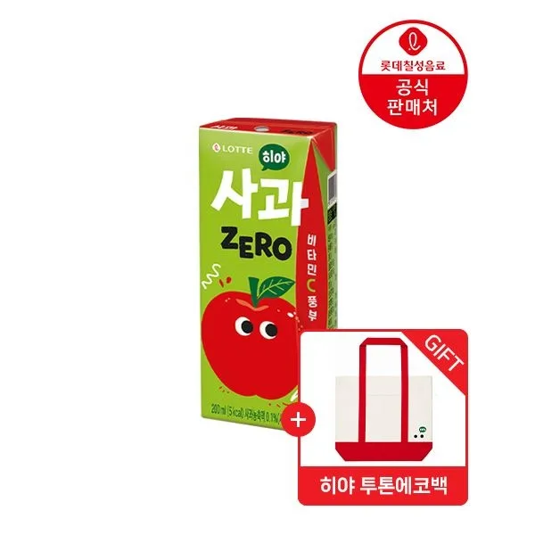 롯데칠성 히야 제로 사과/복숭아200mlX48팩+에코백 증정