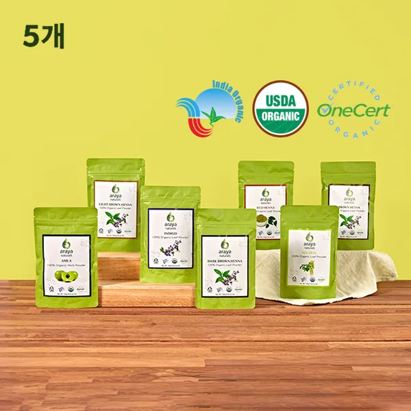 (5개)아라야 USDA 유기농 헤나 100g 인디고 레드 다크브라운 암라 순한 천연 염색약