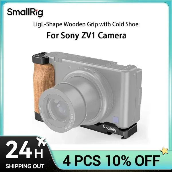 SmallRig 카메라 브이로그 리그 L자형 나무 그립, 콜드 슈 포함, 소니 ZV1 카메라 브이로그 액세서리 2936
