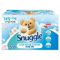 스너글 건조기용 드라이시트 허거블코튼 본품, 120개입,…
