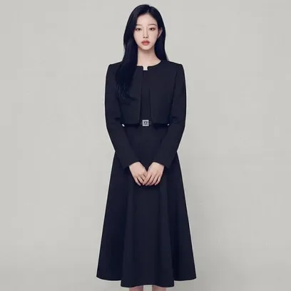지고트 스퀘어 플레어 원피스 +재킷 세트 JS2B0OP214