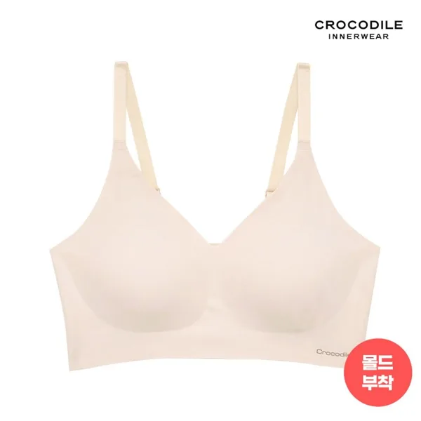 크로커다일 뉴 라이크라 쉘론 몰드부착 스트랩 심리스브라 1종 오트밀 CDWBR4M06B