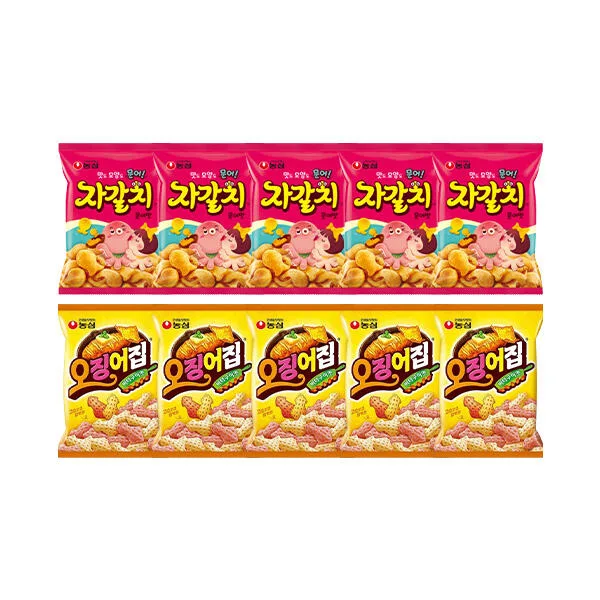 농심 자갈치 90g, 5개 + 오징어집 78g, 5개