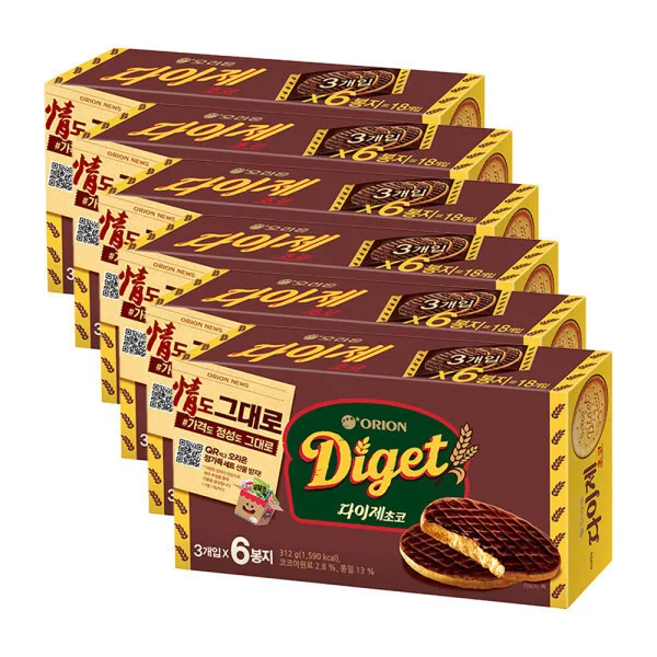 오리온 다이제 초코 6P 312g x 6개