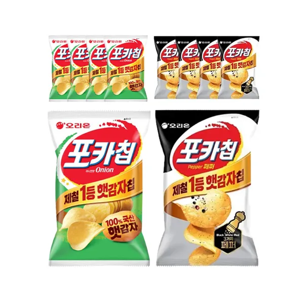 오리온 포카칩 어니언 66g, 5개  + 트리플페퍼 60g, 5개
