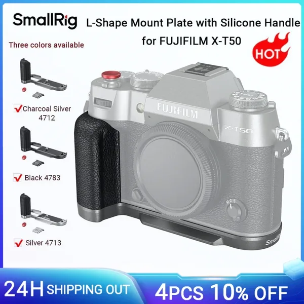 Arca-Swiss 퀵 릴리스 플레이트가 있는 FUJIFILM X-T50용 실리콘 핸들이 있는 SmallRig X-T50 L자형 마운트 플레이트 -4712