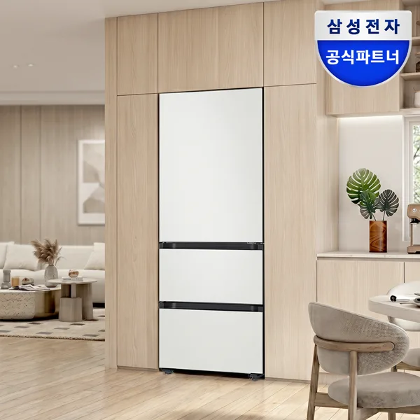 삼성 키친핏 김치냉장고 313L 3도어 1등급 비스포크 RQ33DB74C1AP 코타화이트