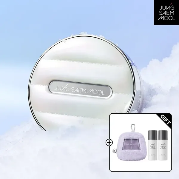 [2026홀리데이] 정샘물 에센셜 스킨 누더 쿠션(본품+리필)(홀리데이파우치+물크림라이트8mlx2개)