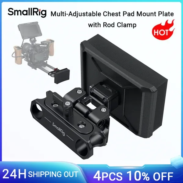 SmallRig 로드 클램프가 있는 다중 조정 가능한 가슴 패드 마운트 플레이트, 휴대용 카메라 작동용 경량 가슴 패드 -MD3183B